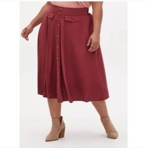 torrid Mauve Button-Front A-Line Midi Skirt Size 12 Torrid Size 0. Size Large
